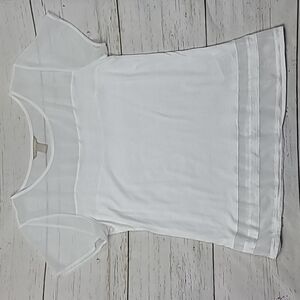 Banana Republic White Basic Tee Sheer Top Size Large
